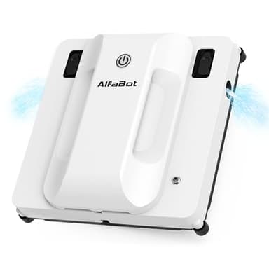 AlfaBot Robot lavavetri GLS400, Lavavetri Automatico Intelligente delle Finestre con Spruzzattura Bidirezioni, Serbatoio dell'Acqua da 50 ml, Tecnologia di Rilevamento del Bordo, Quadrato
