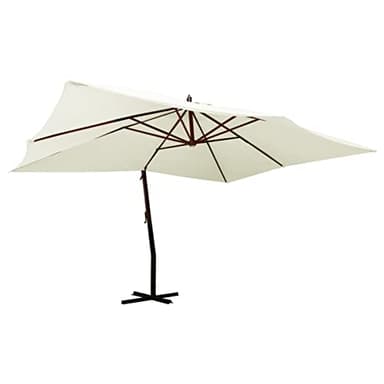 Gecheer Ombrellone a Sbalzo con Palo in Legno 400x300 cm Bianco Sabbia,Ombrelloni da giardino,Ombrellone Decentrato Parasole,Ombrellone da spiaggia,Ombrellone da Giardino Decentrato,#7