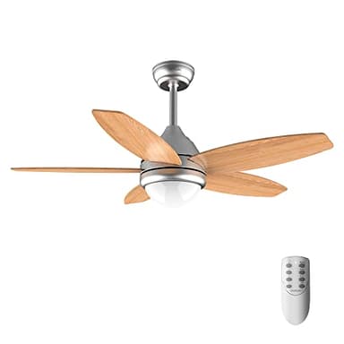 Cecotec Ventilatore da soffitto con luce EnergySilence Aero 495 55 W, diametro 42" con 5 pale reversibili, luce LED, telecomando, timer fino a 8h, 3 velocità