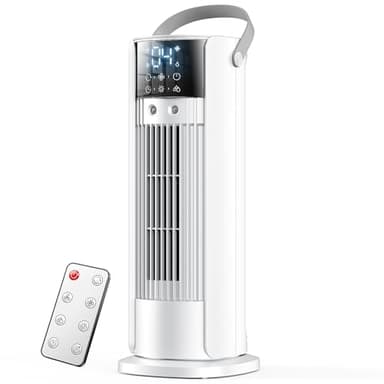 Condizionatore portatile 3 in 1 con nebulizzazione, condizionatori mobili silenziosi, 4 velocità, 2 teste di spruzzatura, 700 ml serbatoio, telecomando, oscillazione 90°, basso consumo (bianco)