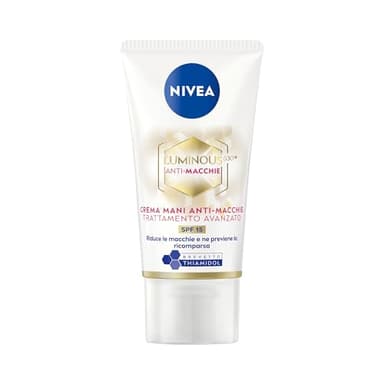 NIVEA Luminous630 Anti-Macchie Crema Mani Trattamento Avanzato SPF 15, 50 ml, Crema mani antiage e antimacchie, con Acido Ialuronico e Thiamidol brevettato, per mani secche e screpolate