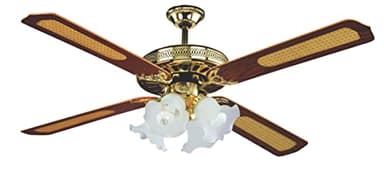 DCG Eltronic VECRD53L, Ventilatore a Soffitto in Legno, 4 Luci, 230v, 50hz
