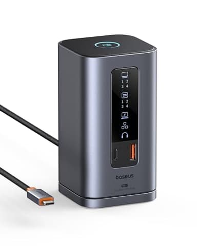 Baseus Docking Station, Spacemate Serie 11 in 1 Docking Station 3 Monitor con 2*HDMI 1*DP 4K@60Hz, 3*USB-A/C 10Gbps, Ethernet 1 Gbps, 100W PD, HUB USB C per Laptop Dell/HP/Mac/Lenovo/Acer