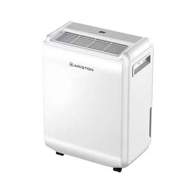 Ariston DEOS 12 EVO - Deumidificatore Casa Muffa Portatile 12L/24h con Ruote, Bagno e Ambienti Fino 31㎡, Piccolo Assorbi Umidità 32x41,4x20,5 - 3 Velocità d'Aria e Filtro Antipolvere, Consumo Max 210w