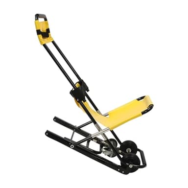 Sedia per Scale di Sollevamento Manuale, Sedia a Rotelle per Adulti con Poggiatesta e Cinture di Sicurezza, Portata 159 kg, Attrezzi per Salire le Scale, Giallo