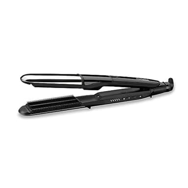 BaByliss ST496E Piastra a Vapore 2in1 Steamshine Ceramic Diamond da 39 mm, Lisciante, 5 Temperature, Auto Spegnimento di Sicurezza, Nera e Argento