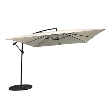Megashopitalia Ombrellone da Giardino a Sbalzo Quadrato 3x3 MT in Alluminio Ecrù a Banana Decentrato Ristorante Bar Locale Balcone Terrazzo Esterno con Telo in Poliestere Impermeabile