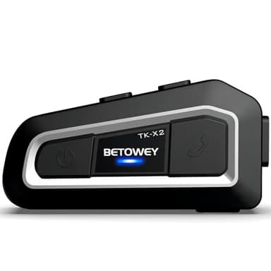 BETOWEY Interfono Moto Bluetooth Singolo TK-X2 Auricolare Casco Moto Bluetooth con Cancellazione del Rumore, Distanza 1Km, Radio FM, Kit di Comunicazione Universale