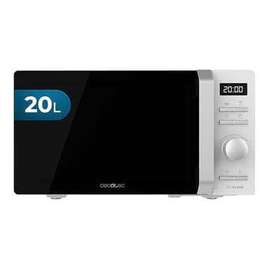 Cecotec Forno a Microonde Proclean 5010 Inverter White. 700W, Capacità 19 Litri, 5 Livelli di Potenza, Piatto Girevole da 245 mm, Timer 30 Min, 8 Programmi e Avvisatore Acustico