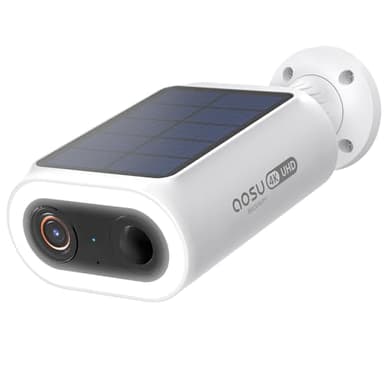 AOSU Telecamera di sorveglianza 4K 8MP per esterni, batteria solare [2025, nuova versione UHD K.I. Pannello solare integrato] intelligente riconoscimento di persone/auto/animale/recinzione, senza