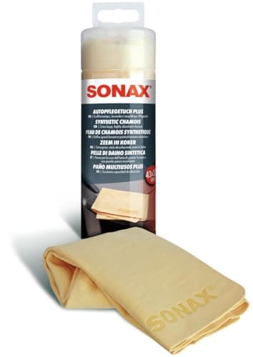 SONAX Pelle di daino sintetica (1 pezzo) panno per la cura dell'auto: enorme potere assorbente, pulisce efficacemente vetri e specchi 43x32cm | Art. N. 04177000