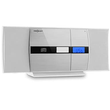 oneConcept Radio Portatile con Lettore CD HiFi, Radio FM e impianto Stereo Casa AUX + 2 Altoparlanti Integrati, Display LCD, Telecomando, Sveglia, MP3 e Ingresso SD, Impianto Hi Fi Stereo Casa Potente