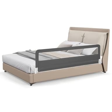 RELAX4LIFE Sponda Letto per Bambini 180cm, Barriera di Sicurezza, Traspirante e Pieghevole, Sbarra Letto per Letti Singoli e Matrimoniali (Grigio)