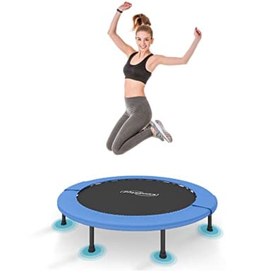 Physionics® Mini Trampolino - Diametro a Scelta (Ø 81, 91, 96, 102, 114, 122 cm), Piedini Antiscivolo, da Interno e Esterno - Tappeto Elastico, da Fitness, per Saltare (Ø 122 cm)