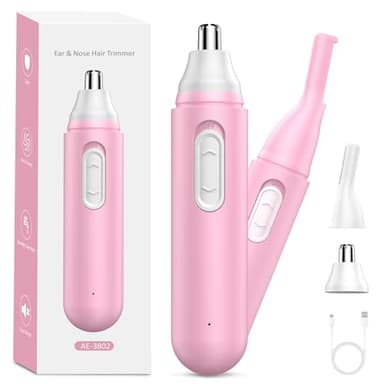 Tagliapeli Naso e Orecchie rasoio naso uomo - tagliacapelli professionale Indolore per naso e orecchie e Sopracciglia e Viso, IPX7 Impermeabile, Adatto a Uomini e Donne Ricaricabile USB Rosa