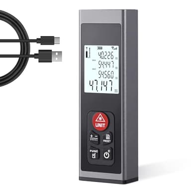 HYCHIKA Metro Laser - Misuratore Laser Tipo C Ricaricabile 60M Telemetro Laser Con Retroilluminazione Lcd M/In/Ft Modalità Di Misurazione Multipla Misurazioni Di Volume Area Distanza Pitagora