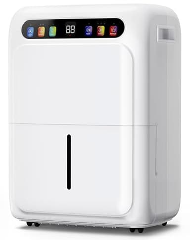 Deumidificatore，Deumidificatore Casa 20L/giorno con Display Digitale Dell'umidità, Serbatoio Dell'acqua da 6 L, Tubo di Scarico da 1m, Timer 24 ore, 50 m²/120 m³, Ventola da 120 mm Ottimizzata per la