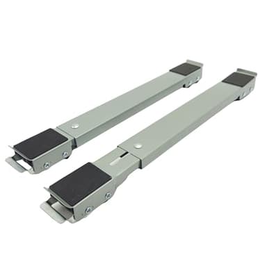 Base per lavatrice con ruote, carrello lavatrice con ruote, sposta mobili con ruote, in acciaio, regolabile in profondità da 40 cm a 75 cm, 2 ruote per lato, portata 300 kg, colore grigio.