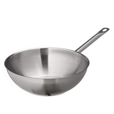 METRO Professional Wok non rivestito, Ø 30 cm, acciaio inox, utilizzabile in forno fino a max. 240°C, compatibile con induzione