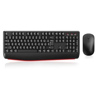 cimetech Tastiera e mouse wireless, tastiera ergonomica 2.4G per computer portatili con poggiapolsi, tastierino numerico, 1600DPI per computer portatili PC (Layout Italiano QWERTY - Nero)