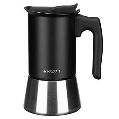 Navaris Caffettiera 4X Tazze Acciaio - Moka Induzione 4X Tazzine Caffe 200 ml - Macchina caffè Espresso Cappuccino - Caffettiere Vintage 4X Persone