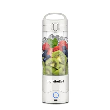 nutribullet Frullatore portatile in bianco – Potente lama di estrazione, tazza da 475 ml, coperchio da asporto, cavo di ricarica USB-C e guida utente – Offre oltre 15 cicli di miscelazione – Frullati