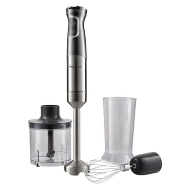 Improve Mixer ad Immersione Cordless, Ricaricabile, con 2 Velocità, Maneggevole Ergonomico, Completo di Sbattitore, Bicchiere e Base, Frusta e Lame in Acciaio IMPMIC050