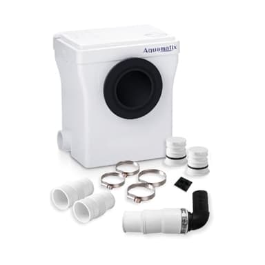 Aquamatix Cubo 400W Trituratore Pompa Maceratore 110L/min Sistema di Sollevamento sanitario con filtro a carbone 3 ingressi per WC, lavandino e vasca da bagno, 8m Distanza di pompaggio verticale