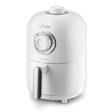 Ufesa AF1000 Capsule Friggitrice ad Aria Senza Olio, Capacità 1 litro, 1000 W, Timer, Temperatura 200ºC, Cestello e Vassoio Antiaderenti, Corpo e Manico Freddi durante l'Uso