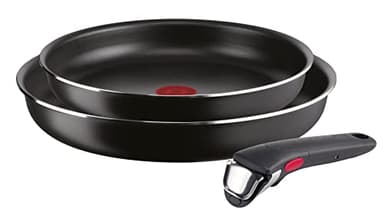 Lagostina Ingenio Essential Plus Set di Pentole e Padelle Antiaderenti in Alluminio per Gas e Forno, 3 Pezzi, Padelle Ø 24 e 28 cm e Manico Removibile
