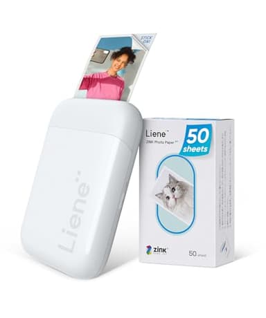 Liene Stampante Fotografica, 2x3'' Mini Stampante Fotografica Istantanea con 50 Zink Carta Fotografica Adesive, Bluetooth 5.0, Compatibile con iOS&Android, Stampante Portatile per Smartphone