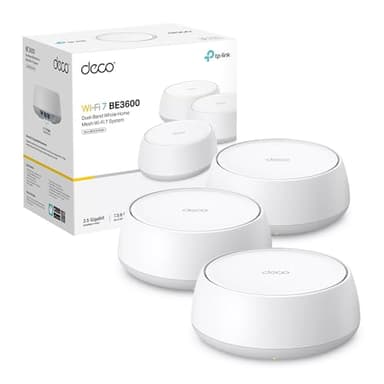 TP-Link WiFi 7 Deco BE25 Mesh WiFi, BE3600Mbps Dual-Band, Router, AP, 2 Porte Ethernet di 2,5 Gbps, 4 Antenne Interne, MLO, AI-Roaming, HomeShield, Funziona con Qualsiasi ISP, Modem e Alexa, 3pz