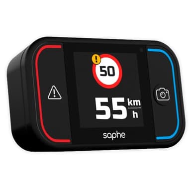 Saphe Drive Pro Dispositivo per le allerte autovelox e accessori auto con display a colori, richiede un abbonamento, segnalatore in tutta EU, si avvia automaticamente alla partenza via Bluetooth