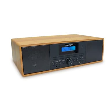 Mooov 477380 - Microcatena HiFi stereo 50 W musical, lettore CD, Bluetooth, radio FM, USB, AUX-IN, RCA, sveglia, telecomando