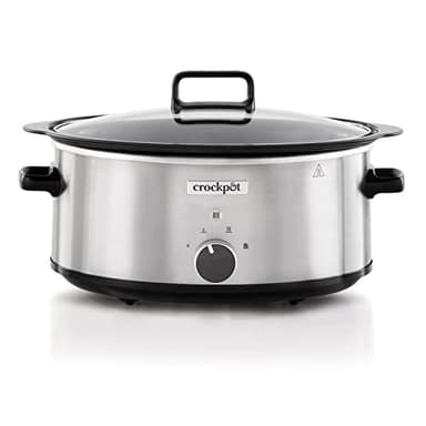 Crock-pot Pentola per Cottura Lenta, Slow Cooker, 6.5 Lt, 8 Persone e più, Sizzle&Stew, Pentola interna in alluminio per rosolare sul fuoco, 2 Impostazioni Cottura e Funzione Warm, 270W max, Argento