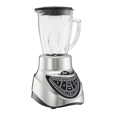 Oster Aliado Frullatore, 900 W, 3 Velocità + Funzioni programmate, Lama 6 Punte Acciaio Inox, Bicchiere in Vetro Borosilicato da 1.5 L con Dosatore, All Metal Drive, Motore reversibile