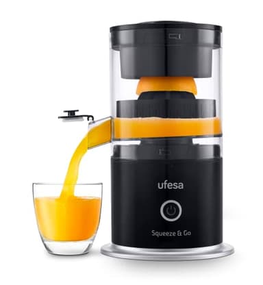 Ufesa Squeeze & Go, spremiagrumi elettrico ricaricabile con USB-C, portatile, spremiagrumi, spremiagrumi, batteria da 1500 mAh, 220 ml, senza BPA