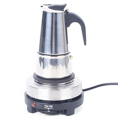Caffettiera elettrica in acciaio inox, macchina per caffè espresso, caffettiera per caffè, caffè e moka, macchina per lavoro, feste di famiglia, 220 V (4 tazze da 200 ml)