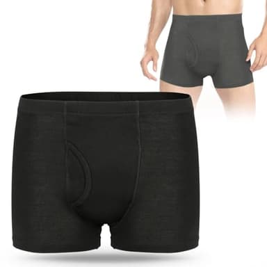 CARER BEAUTY Boxer da Uomo per Incontinenza, Mutande Uomo per Incontinenza in Cotone Lavabile Riutilizzabile con Tampone Assorbente da 300 ML Design Super Assorbente Professionale Nero Taglia L