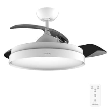 Cecotec Ventilatore da soffitto con pale retrattili e lampada EnergySilence Aero 4280 invisibile White. 40 W, diametro 106 cm, timer, 3 tonalità di luce, funzione estate-inverno