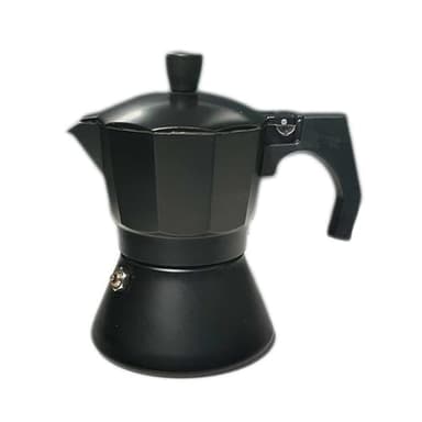 A2ZWORLD Caffettiera Moka in Alluminio, Colore Nero, NON Adatta al Piano a Induzione (3 Tazze)
