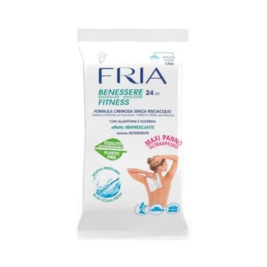 Fria Benessere Fitness, Panni Doccia Fuori Casa con Formula Cremosa Senza Risciacquo, Effetto Rinfrescante, Confezione da 24 Maxi Panni Ultraspessi