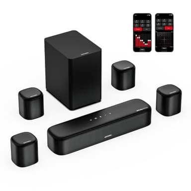 ULTIMEA Soundbar TV 7.1ch Compatibile con Dolby Atmos, Sistema Surround con 4 Altoparlanti Surround, Sound Bar per Smart TV con Controllo App, Barra Audio con Subwoofer, HDMI eARC, Aura A60