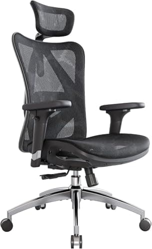 SIHOO Sedia ergonomica da ufficio per computer schienale alto regolabile 3D traspirante con braccioli e supporto lombare moderno