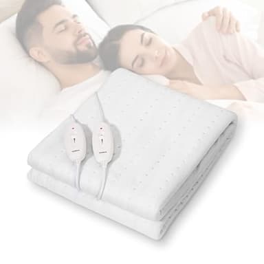 Todeco Scaldaletto Doppio, scaldasonno matrimoniale, 120W Sottocoperta elettrica 160 x 140 cm, protezione da surriscaldamento, 3 impostazioni di temperatura, lavabile