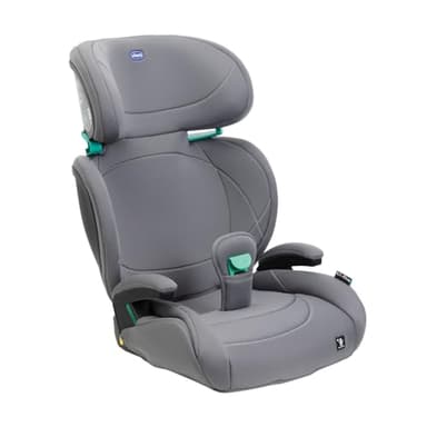 Chicco Quizy Lite i-Size, Seggiolino Auto Bambini 3-12 Anni (100-150 cm), Peso 15-36 kg, Facile da Installare, Reclinabile, Regolabile in Altezza, con Braccioli Imbottiti e Seduta Confortevole,Grigio