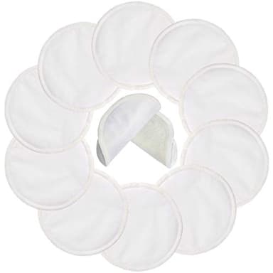 Pinowu assorbenti riutilizzabili per l'allattamento (10 pezzi), assorbenti lavabili e rispettosi della pelle - a prova di perdite, assorbenti e morbidissimi con rete da bucato (3 strati, 12 cm)