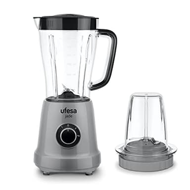 Ufesa BS4709 Jade Frullatore da Tavolo + Accessorio Macinino per Spezie, 500W, Caraffa da 1,5 L, 2 velocità + TURBO, 4 Lame in Acciaio Inox, BPA Free