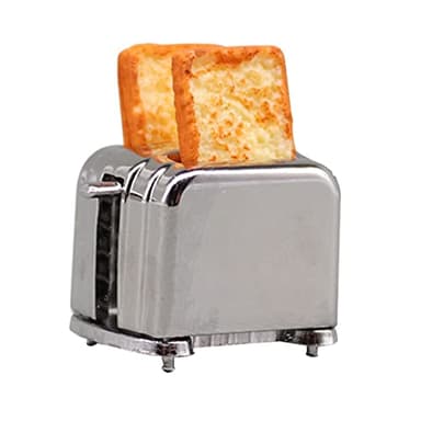 Alipis macchina del pane funlicht divertente Decorazione per mini casa giocattolo agitarsi mini macchina per il pane di finta colazione macchina per il pane lega Silver