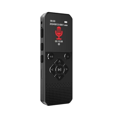 Registratore Vocale Digitale 128GB, Attivato dalla Voce con Riproduzione del Registratore, Riduzione del Rumore, Audio HD, USB-C, Dictaphone Portatile per Lezioni, Riunioni e Interviste